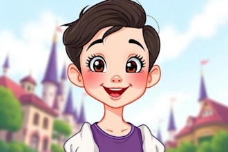 illustrate a gorgeous disney cartoon portrait