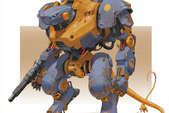 draw a mecha robot art and illustration