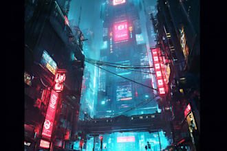 design a science fiction city, cyberpunk ,illustration