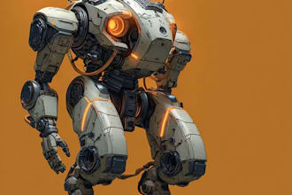 make a mecha robot art and illustration