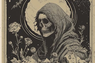 draw illustrations with engraving style and ornament