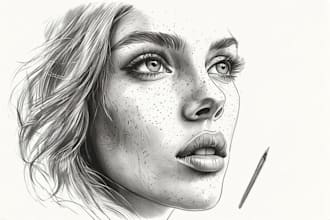 draw pencil or charcoal portrait drawings