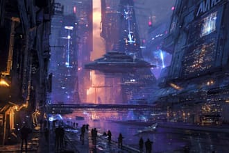 create a cyberpunk scifi futuristic city