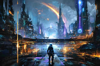create stunning cyberpunk city illustrations