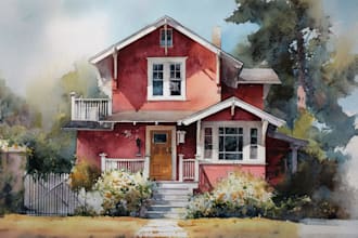 draw a watercolor house painting