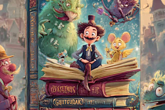 create cute cartoon book cover for kids and storybooks