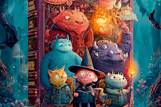create professional cartoon book covers with custom artwork