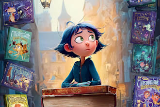 illustrate professional cartoon fantasy book cover