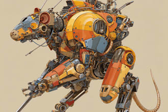 draw unique mecha robot art for you