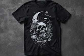 create dtf dtg halftone print ready t shirt design