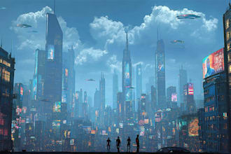 illustrate a cyberpunk city and background art illustration