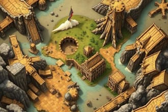 do awesome fantasy dnd map illustration