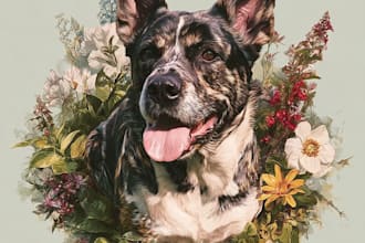 create a custom pet portrait from your favorite photo, memorial gifts