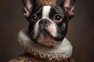 draw custom royal pet portrait dog portrait cat portrait