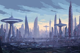 illustrate a futuristic cyberpunk city for you