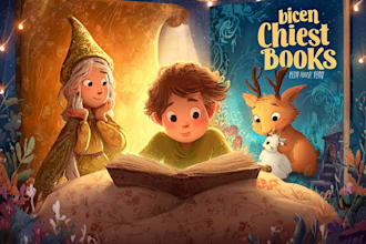 create cartoon adventure children book cover design