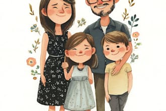 create a watercolor family portrait