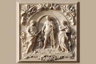 3d bas relief 3d mythological 3d emblem 3d iconic character religious relief art