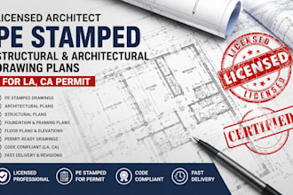 licensed architect pe stamped structural and  architectural drawing plans for la
