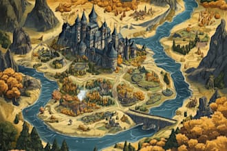 draw a detailed fantasy world map