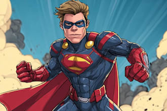create cinematic superhero character art and custom comic style illustrations