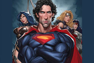 draw premium superhero caricature character