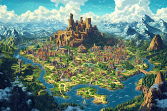 line art fantasy map illustration