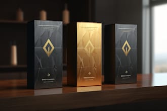 premium product packaging, bottle, box