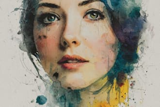 draw  a watercolor portrait illustration