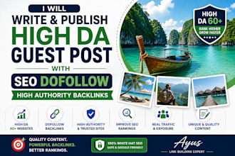 write and publish high da guest post with seo dofollow high authority backlinks