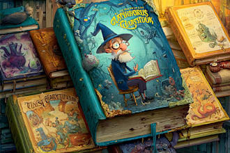 design a playful cartoon book cover illustration