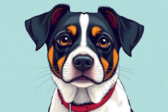 draw pop art of dog cat pet animal portrait