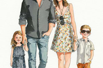 make watercolor family portrait