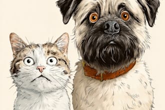 draw pet portrait into cartoon disney