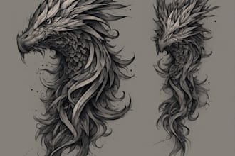 draw unique black and grey tattoo designs