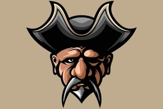 design vintage pirate mascot logo with unlimited revisions