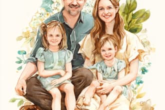 custom watercolor family portrait