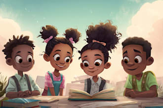 create hand drawn children book illustration and kdp