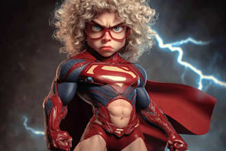 design premium superhero caricature character