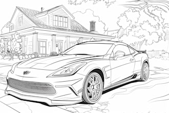 draw car or vehicle into vector line art or black and white