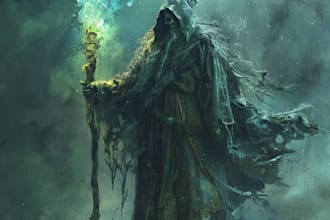 draw creepy and detailed fantasy character illustration