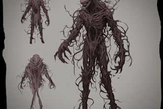 draw creepy and detailed horror character illustration