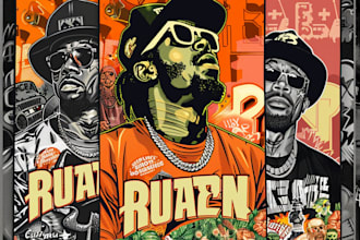 design a crazy vintage style bootleg rap tee for you
