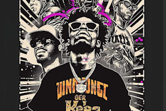 design a unique vintage style bootleg rap tee for you