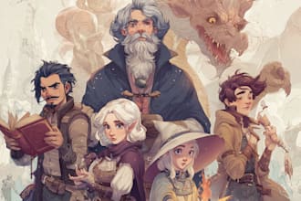 draw dnd party and fantasy for you