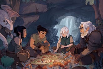 did a dnd party art and group art