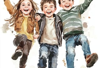 make watercolor family portrait