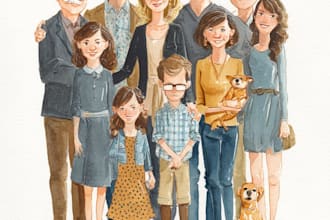 custom watercolor family portrait from photo