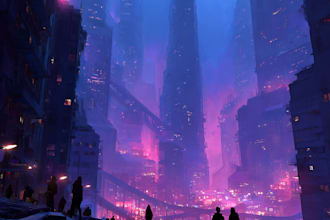 make a cyberpunk futuristic city and background
