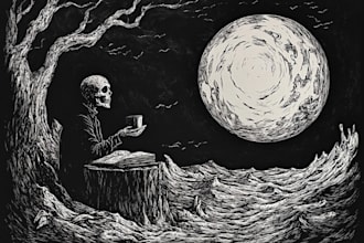 make dark art, concepts, linocut or woodcut illustrations